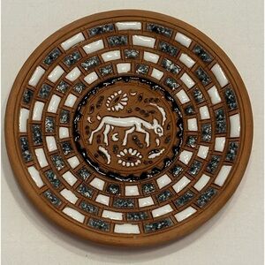 Bonus Pottery Handmade Rhodes Greece Terracotta Wall Plaque Deer Trinket Dish
